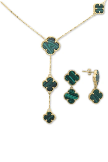 Yonca Altın Kolye Küpe Takım