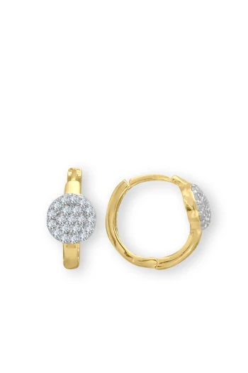 Yuvarlak Taşlı Altın Çocuk Küpesi