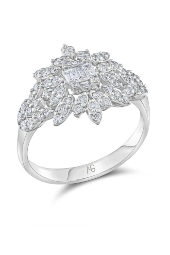 Zarif Model Pırlanta Beyaz Altın Yüzük