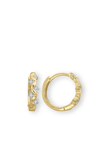 Zigzag Taşlı Halka Altın Çocuk Küpesi