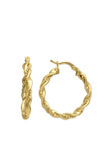 Zincir Sargılı 3 Cm Altın Halka Küpe