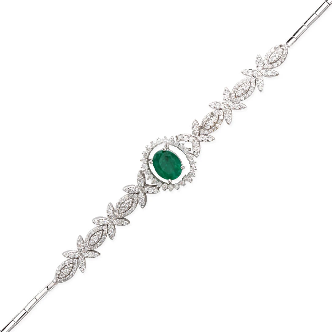 Zümrüt Taşlı Pırlanta Bileklik (TK10496)