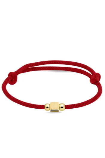 Altın 14 Ayar Kırmızı Top ve Küp Bileklik (BLK0316)