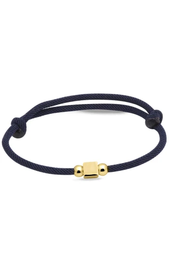 Altın 14 Ayar Lacivert Top ve Küp Bileklik (BLK0317)