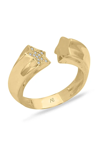 Altın Bombeli Yıldız Yüzük