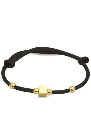 Altın Haki Yeşil İpli Toplu Küp Bileklik (BLK0323)