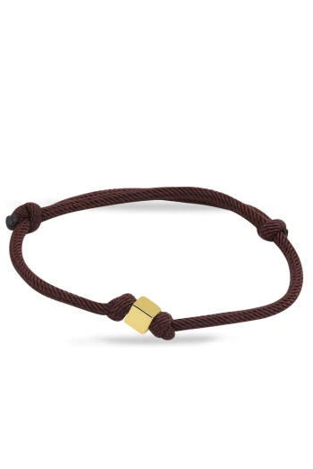 Altın Kahverengi İp Spor Unisex Küp Bileklik (BLK0271)