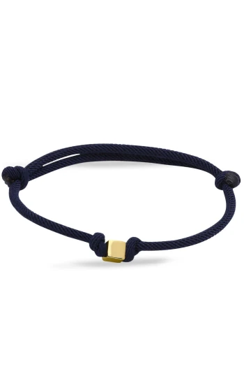Altın Lacivert İpli Spor Unisex Küp Bileklik (BLK0272)