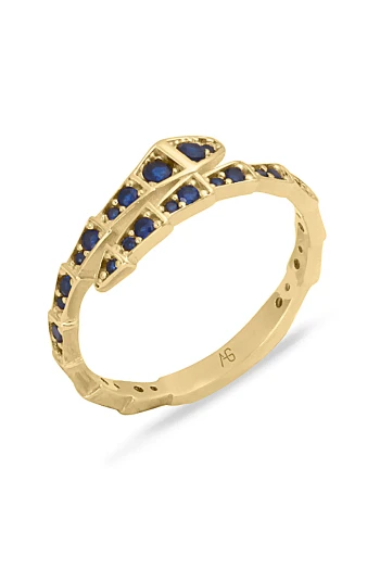 Lacivert Taşlı Altın Yılan Yüzük
