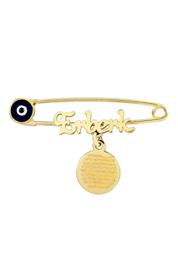 Kız/Erkek Bebek Dualı Altın İsim Bebek İğnesi (IGN0027)