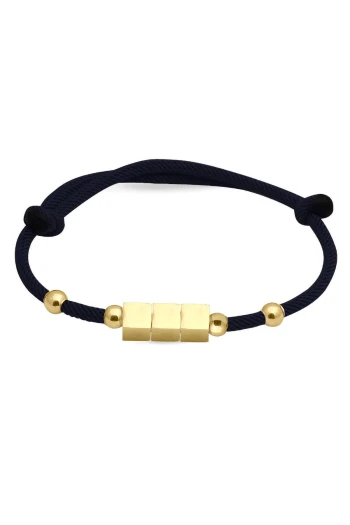 Üç Küplü Top Detaylı Altın Unisex İp Bileklik
