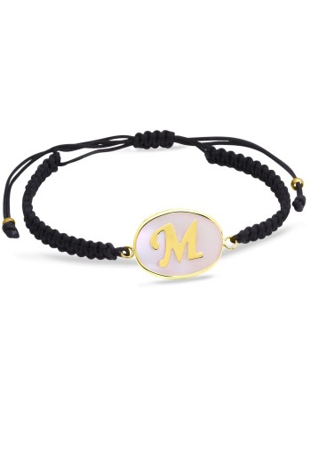 Oval Altın Harf İpli Bileklik (Tüm Harfler) (BLK0227)