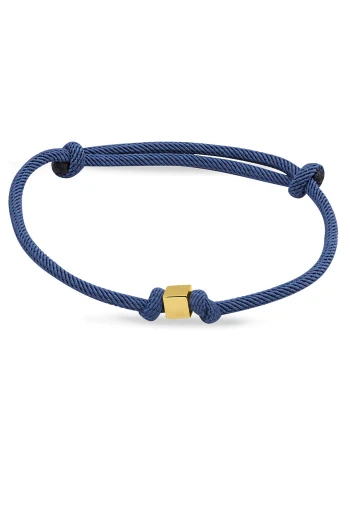 Altın Mavi İpli Spor Unisex Küp Bileklik (BLK0269)