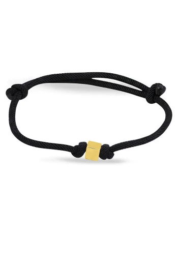 Altın Siyah İpli Spor Unisex Küp Bileklik (BLK0268)