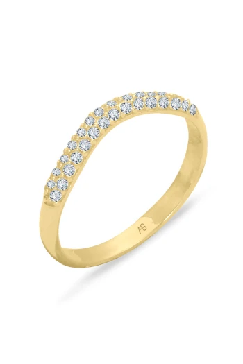 Altın Taşlı Kombin Dalga Yüzük