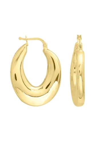 Altın Oval Model Halka Küpe