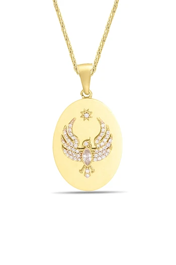 Anka Kuşu Oval Altın Kolye
