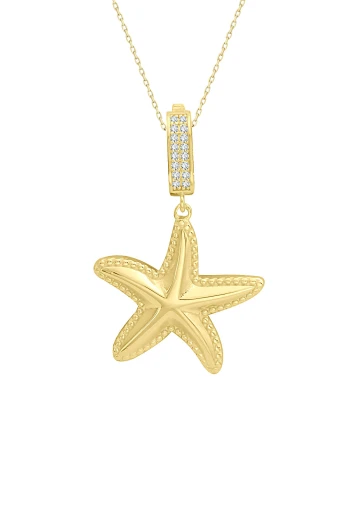Charm Kilit Deniz Yıldızı Altın Kolye