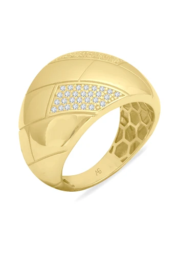 Taşlı Bombe Altın Kadın Yüzük