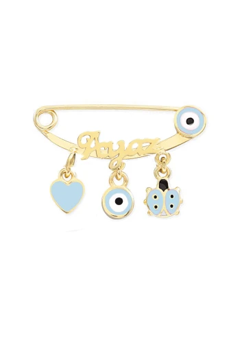 İsimli Erkek Bebek Altın Omuz İğnesi