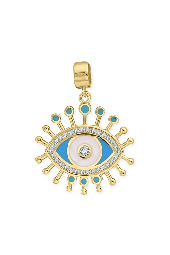 Mavi Göz Altın Nazar Kolye Ucu