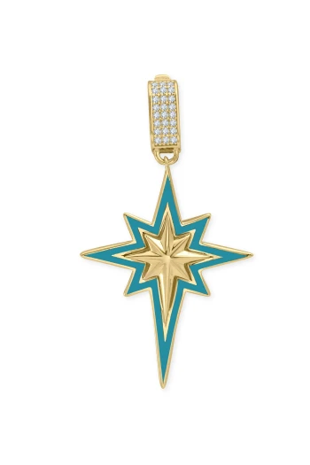Mavi Mineli Kuzey Yıldızı Charm Altın Kolye Ucu