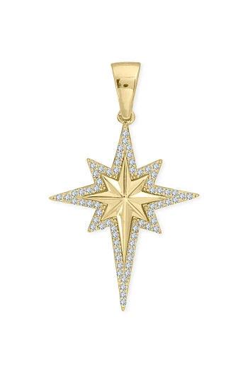 Taşlı Altın Kuzey Yıldızı Kolye Ucu
