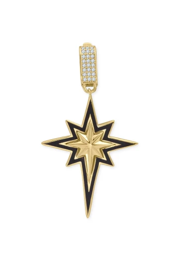 Siyah Mineli Altın Kuzey Yıldızı Kolye Ucu