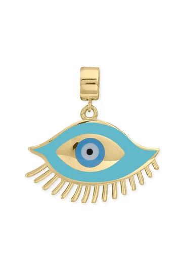 Turkuaz Mineli Göz Altın Nazar Kolye Ucu