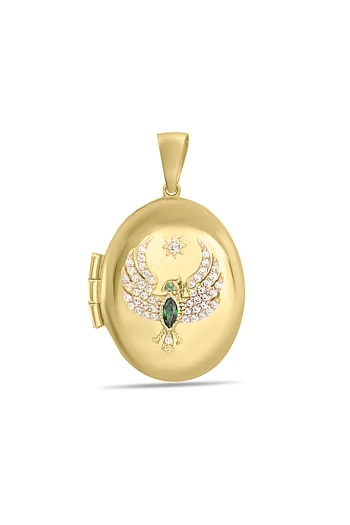 Ocal Anka Kuşu Altın Madalyon Kolye Ucu