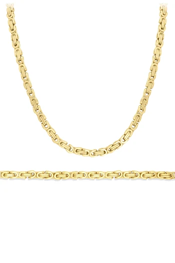 Geniş Erkek Altın Kolye Bileklik Takım