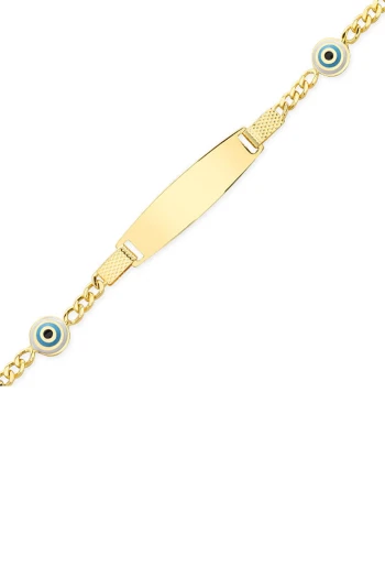 Nazar Boncuk Mineli Altın Çocuk Künyesi (CKN0037)