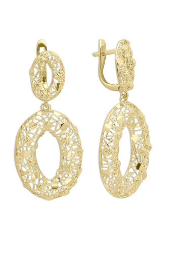 Oval Tasarım Altın İtalyan Küpe (KP0189)