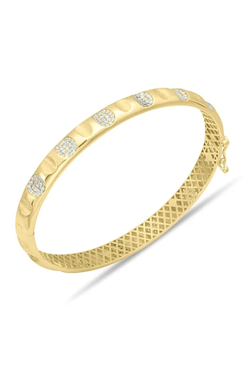 Taşlı Bükey İtalyan Altın Bilezik