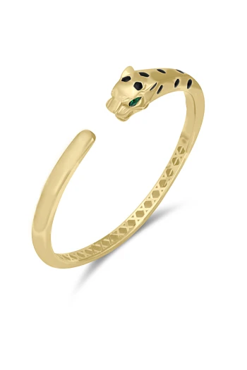Yan Açılır Benekli Altın Panter Bilezik