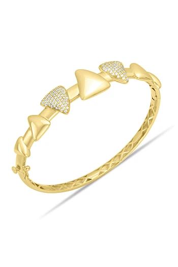 14 Ayar Altın Üçgen Model Taşlı Kadın Bilezik