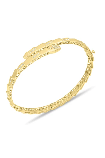 14 Ayar Altın Yılan Model Taşlı Kadın Bilezik