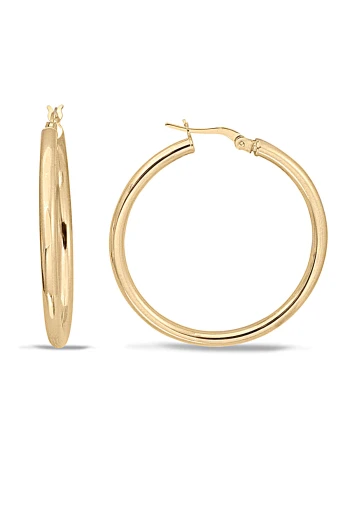 3.5 Cm Düz Altın Halka Küpe (KP0048)