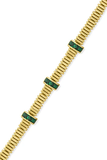 Altın Zirkon Zümrüt Taşlı Kombin Bileklik