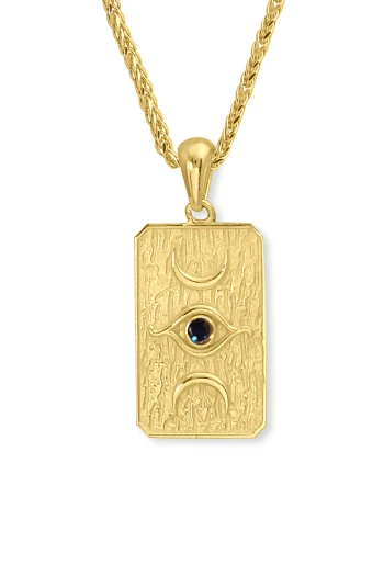 Ay Ve Göz Siyah Taşlı Altın Kolye (KLY1658)
