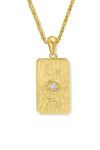 Ay Ve Göz Taşlı Altın Kolye (KLY1658)