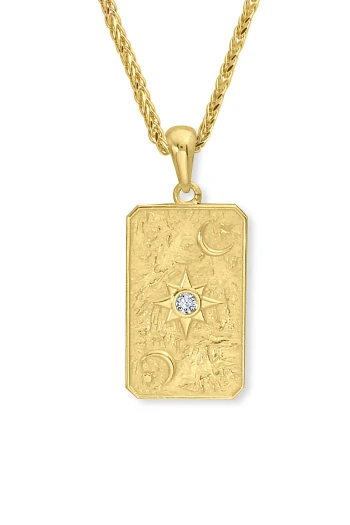 Ay Ve Yıldız Dikdörgen Altın Kolye (KLY1655)