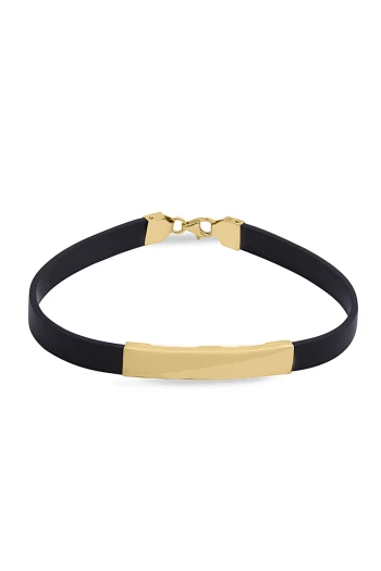 İsim Yazılabilir Kauçuk Erkek Altın Bileklik (BLK0621)