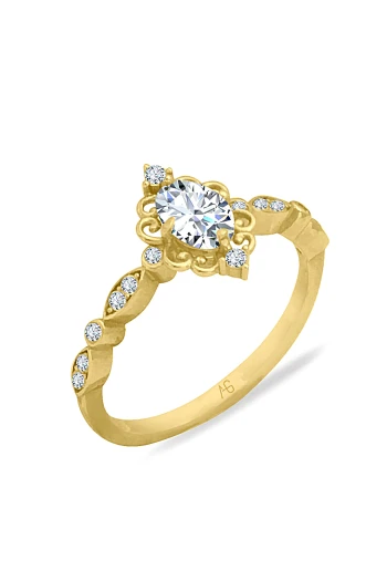 Vintage Altın Tektaş Tasarım Yüzük