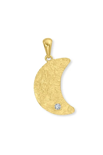 Zirkon Taşlı Altın Ay Kolye Ucu