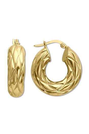 2.3 Cm Kapitone Kalın Bombe Altın Halka Küpe (KP0350)