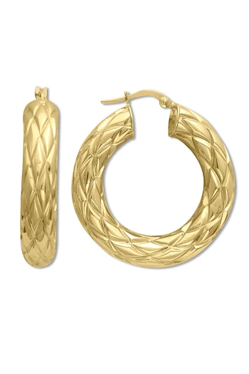 Kapitone Desen Kalın Bombe Halka Küpe (KP0348)