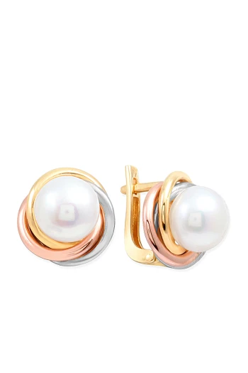 Altın Üç Renkli Olimpiyat İnci Küpe (KP0245)