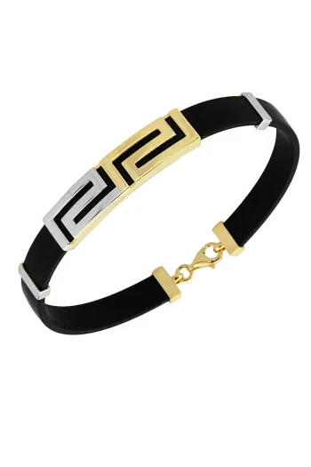 Geniş Gösterişli Altın Erkek Kauçuk Bileklik (EBL0104)