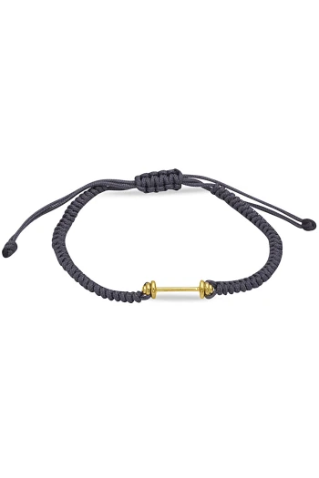 Gri İpli Altın Dambıl Erkek Bileklik (BLK0274)